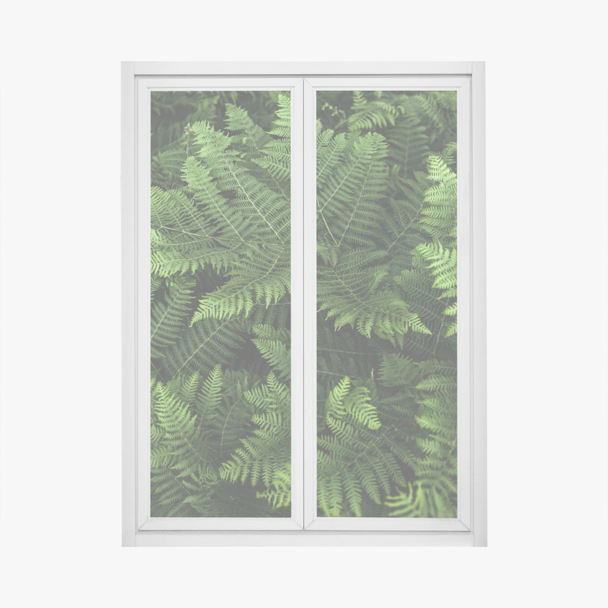 Window decal lush green fern foliage