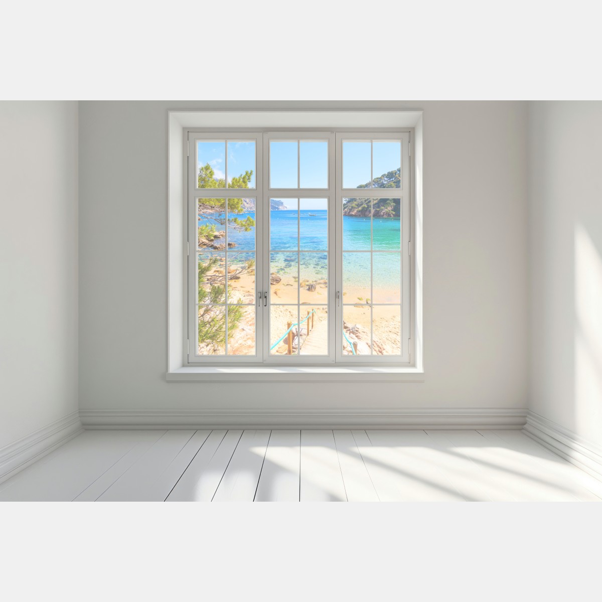 Naklejka na okno schody na plażę Aiguablava, Costa Brava – Wallissimo® Naklejka na okno schody na plażę Aiguablava, Costa Brava – Wallissimo®