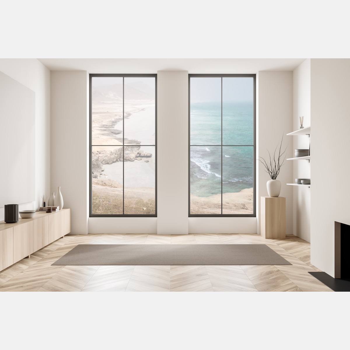 Naklejka na okno spokojne turkusowe wybrzeże nad pustynnymi klifami – Wallissimo® Naklejka na okno spokojne turkusowe wybrzeże nad pustynnymi klifami – Wallissimo®