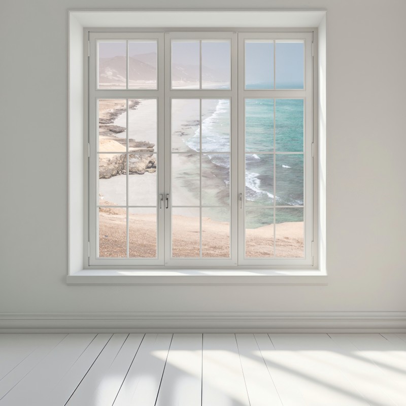 Naklejka na okno spokojne turkusowe wybrzeże nad pustynnymi klifami – Wallissimo® Naklejka na okno spokojne turkusowe wybrzeże nad pustynnymi klifami – Wallissimo®