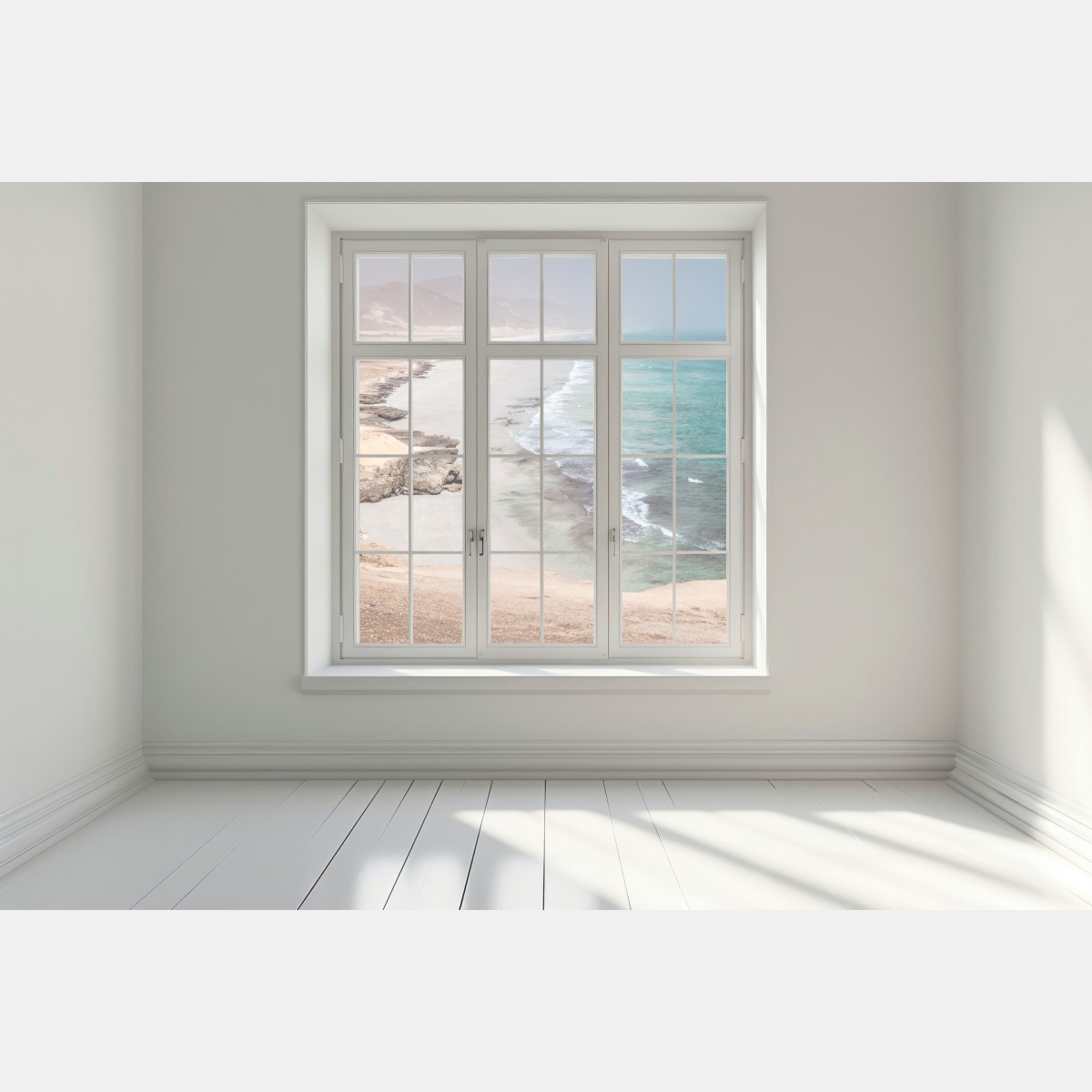 Naklejka na okno spokojne turkusowe wybrzeże nad pustynnymi klifami – Wallissimo® Naklejka na okno spokojne turkusowe wybrzeże nad pustynnymi klifami – Wallissimo®