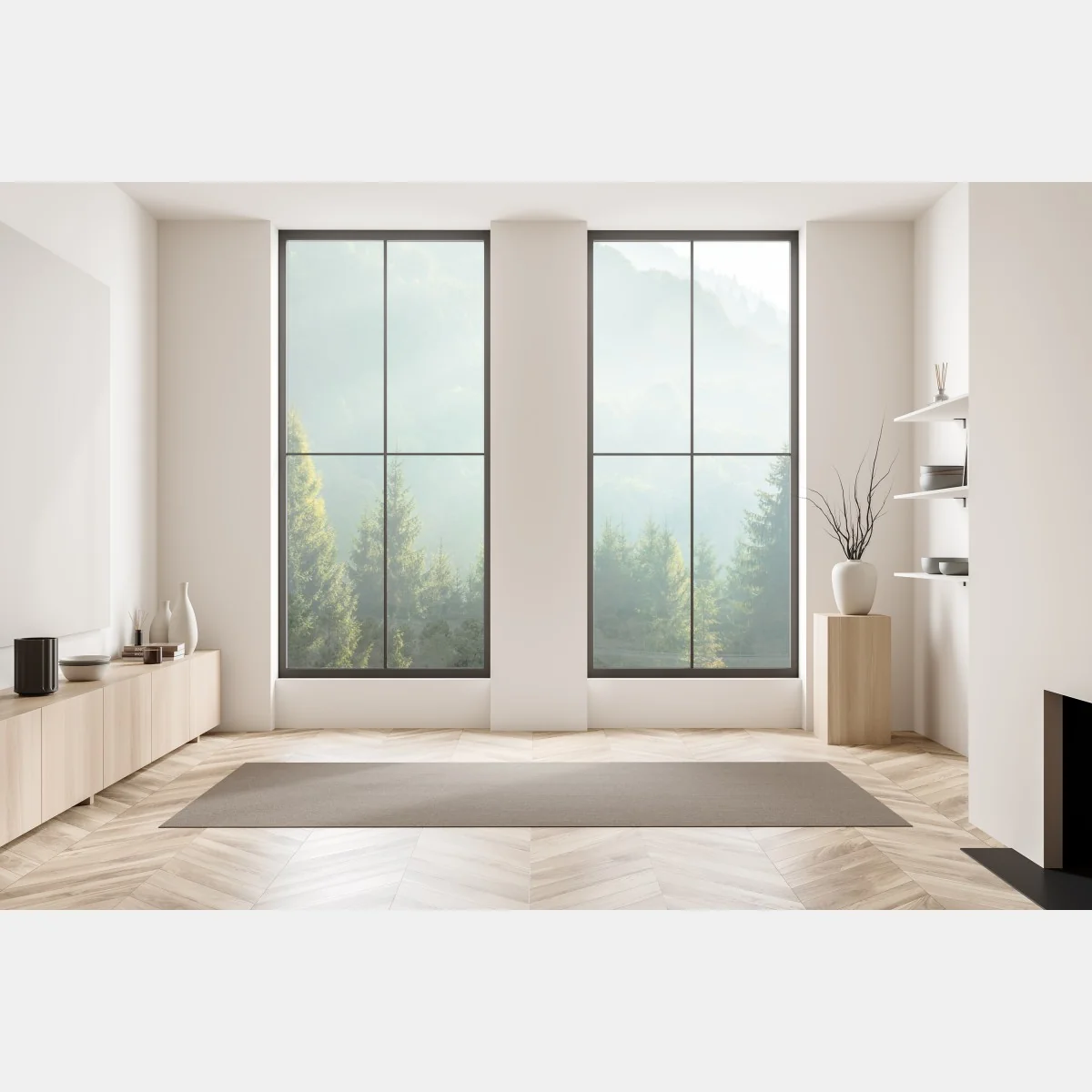 Naklejka na okno mglista korona świerków o poranku – Wallissimo® Naklejka na okno mglista korona świerków o poranku – Wallissimo®