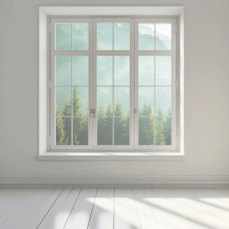 Naklejka na okno mglista korona świerków o poranku – Wallissimo® Naklejka na okno mglista korona świerków o poranku – Wallissimo®