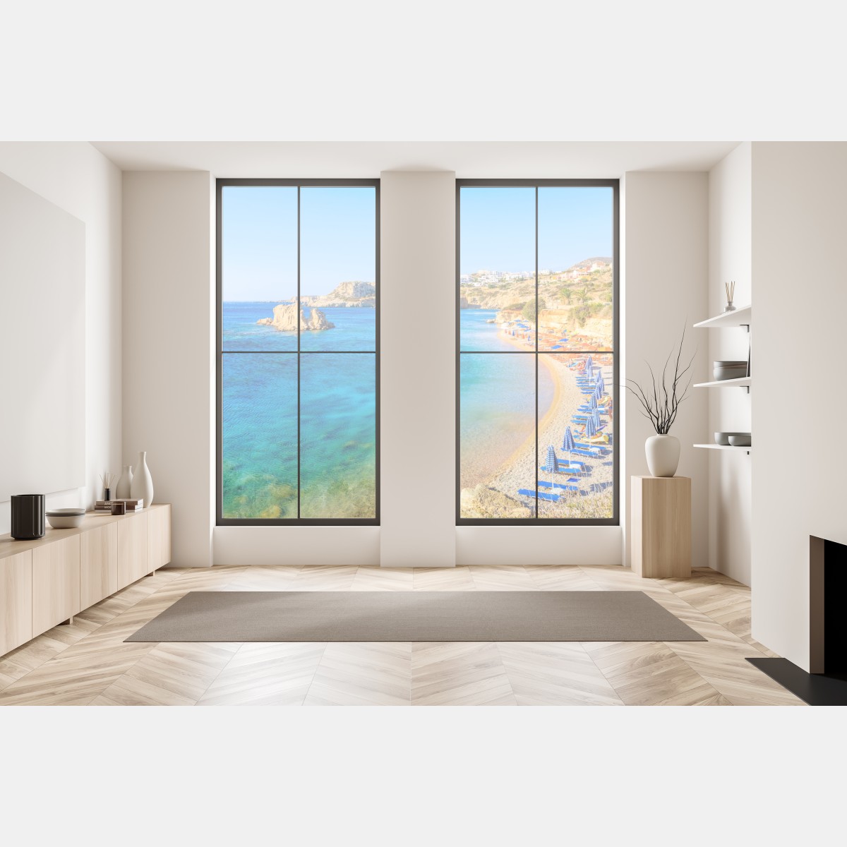 Naklejka na okno plaża Ammopi, Karpathos błękitna zatoka – Wallissimo® Naklejka na okno plaża Ammopi, Karpathos błękitna zatoka – Wallissimo®