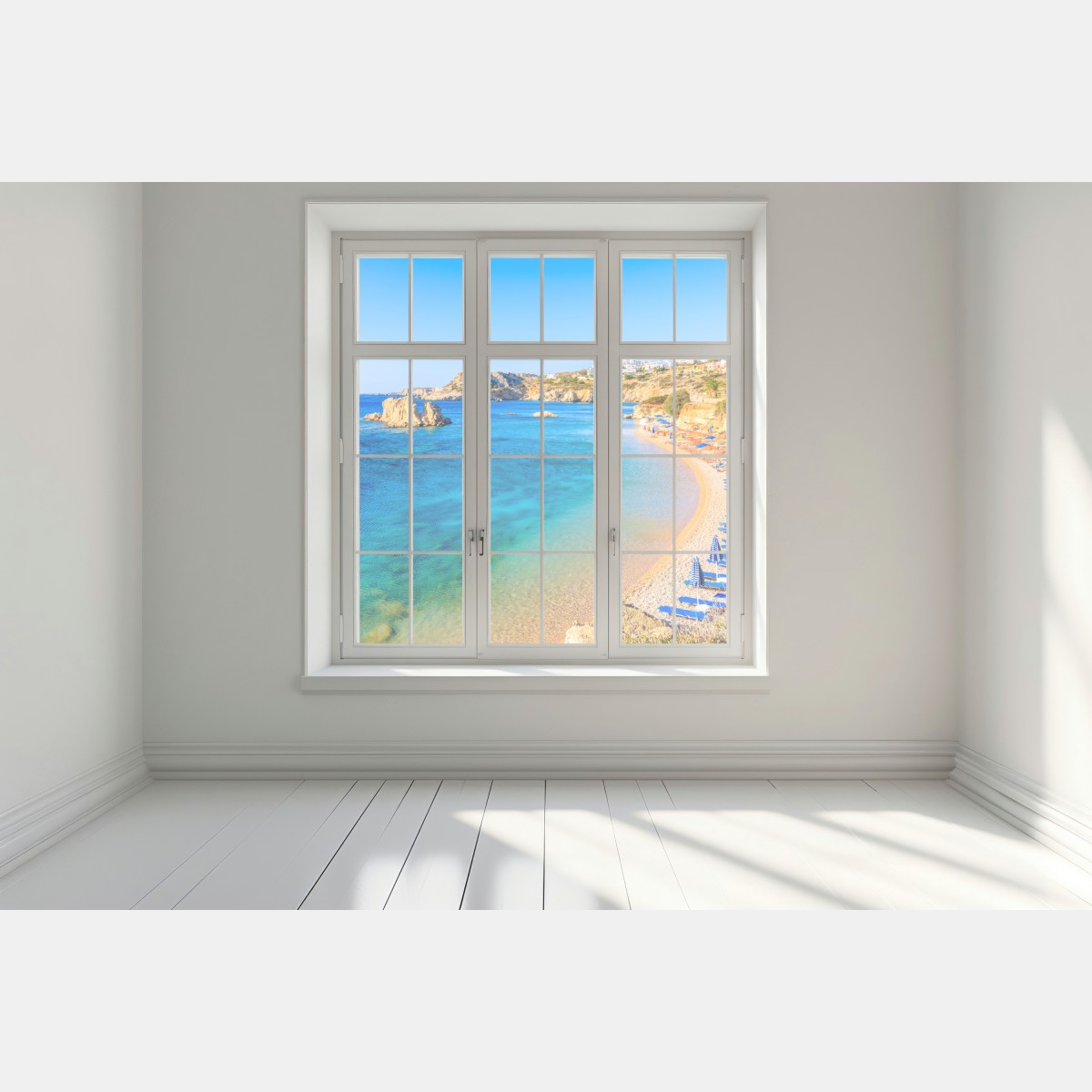 Naklejka na okno plaża Ammopi, Karpathos błękitna zatoka – Wallissimo® Naklejka na okno plaża Ammopi, Karpathos błękitna zatoka – Wallissimo®