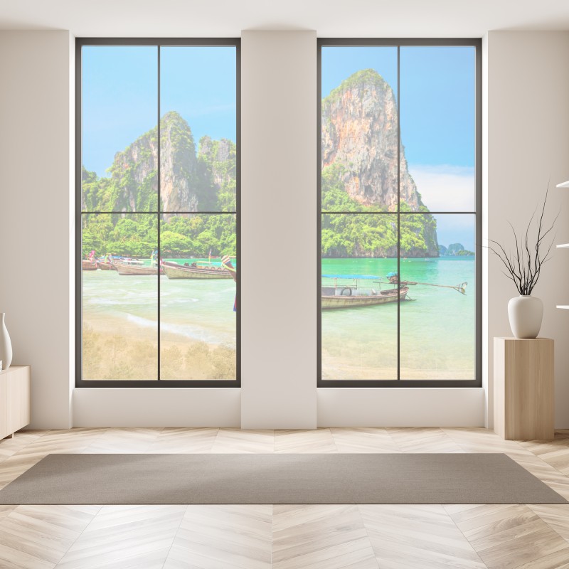 Naklejka na okno senny wschód słońca nad mglistym torfowiskiem – Wallissimo®