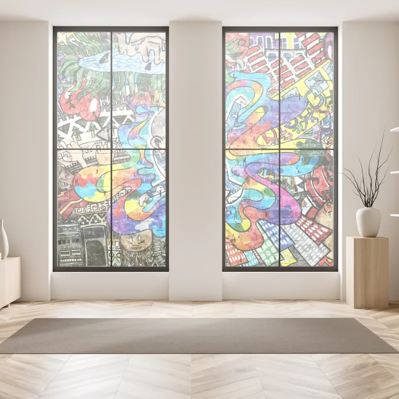 Naklejka na okno różowy wzór z piwoniami – Wallissimo®