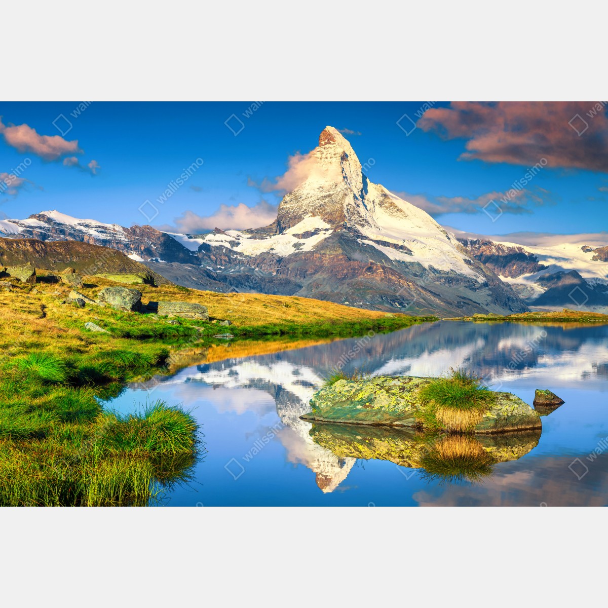 Naklejka na okno majestatyczny Matterhorn odbity w alpejskim jeziorze – Wallissimo® Naklejka na okno majestatyczny Matterhorn odbity w alpejskim jeziorze – Wallissimo®