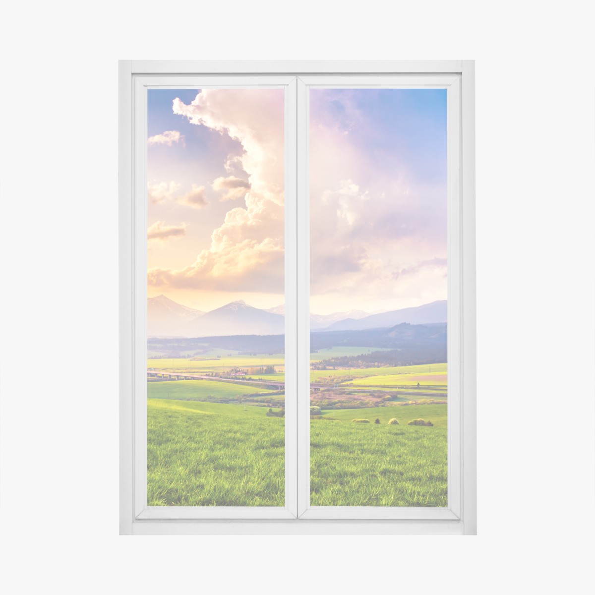 Window decal spring mountain valley panorama, Tatras Slovakia