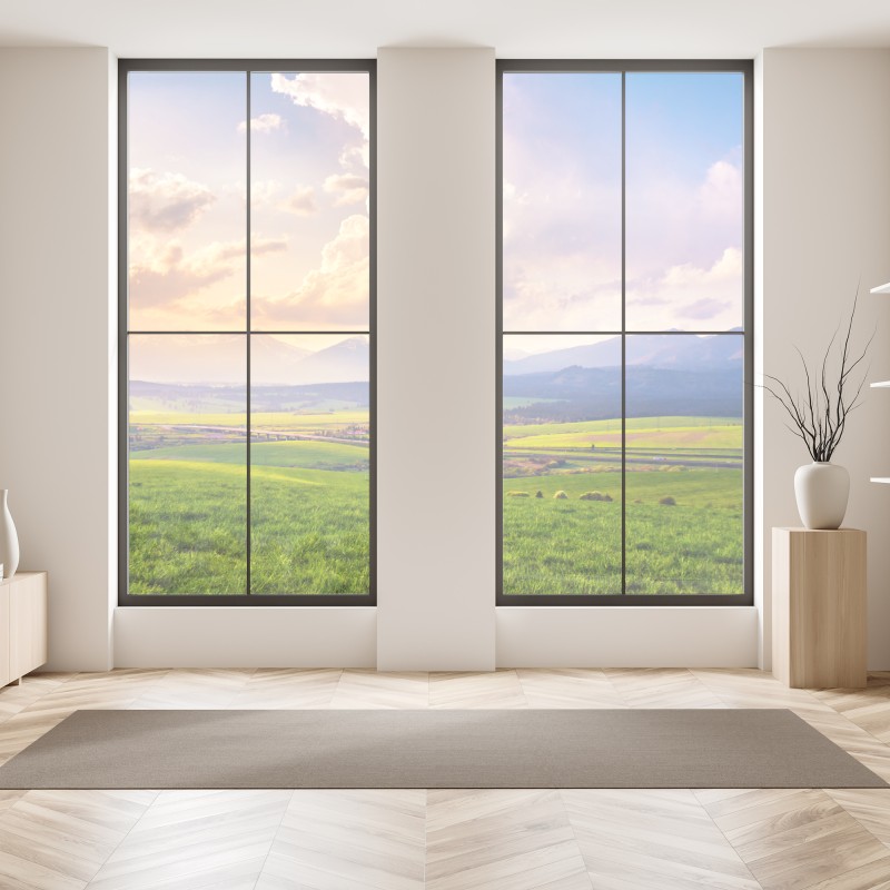 Naklejka na okno złote liście monstery na ciemnym tle – Wallissimo®