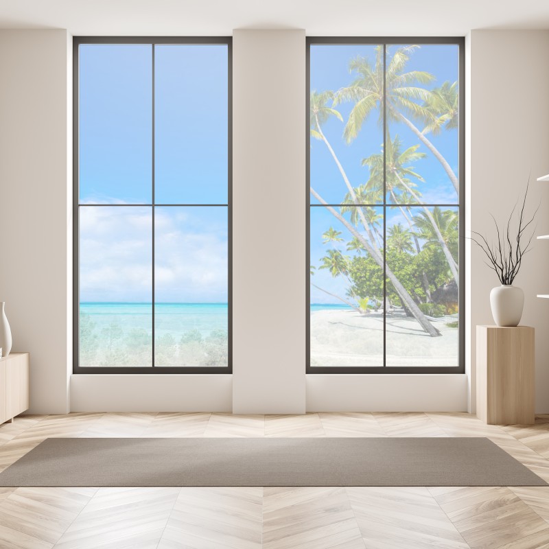 Naklejka na okno droga mleczna nad ośnieżonymi górami w Norwegii – Wallissimo®