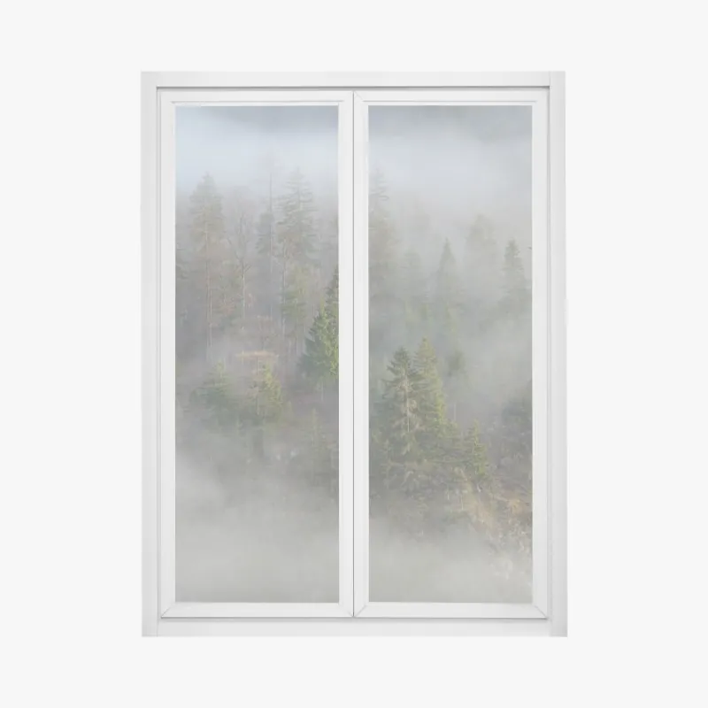 Naklejka na okno mglisty górski las