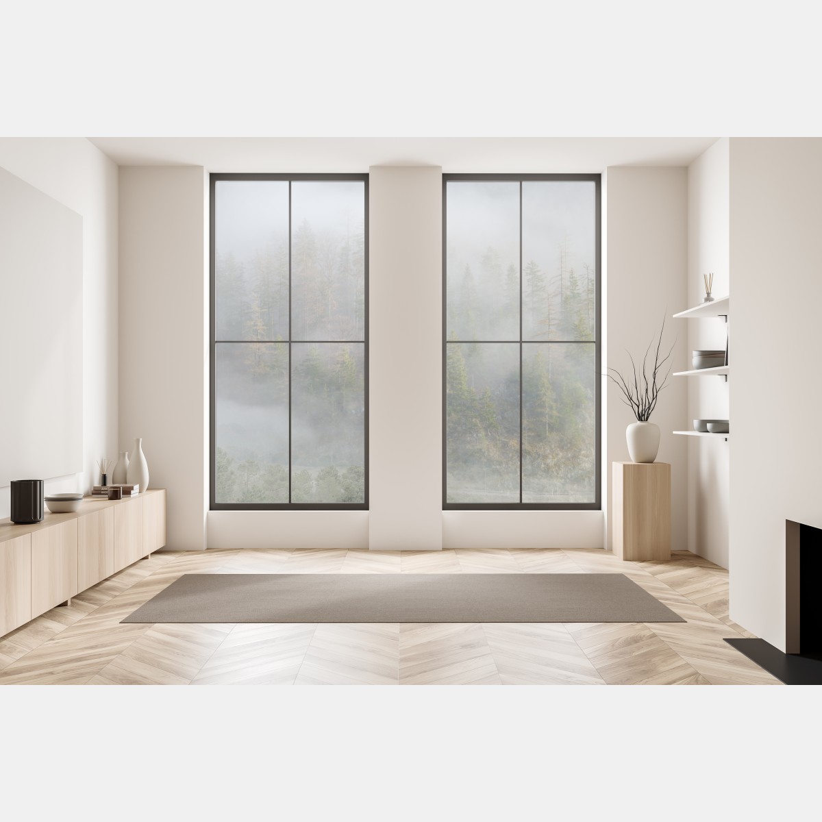 Naklejka na okno mglisty górski las – Wallissimo® Naklejka na okno mglisty górski las – Wallissimo®