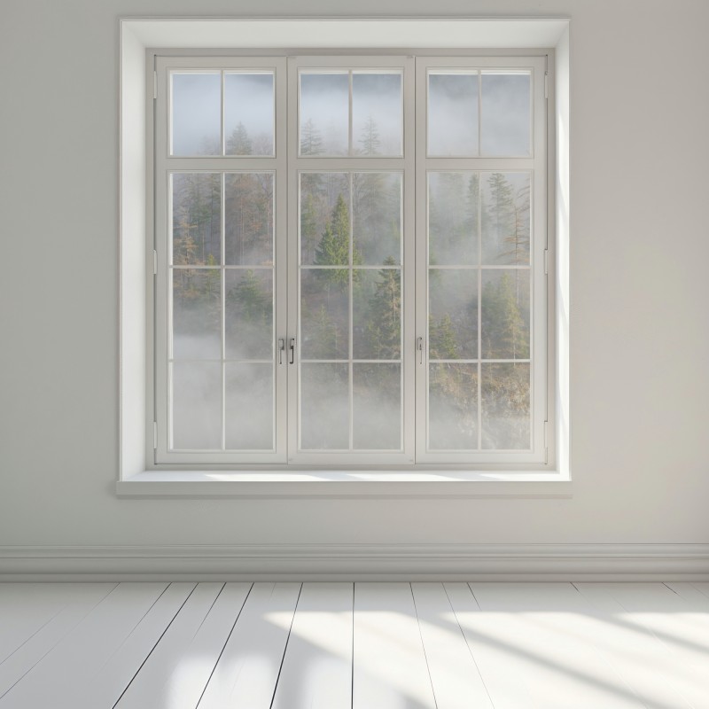 Naklejka na okno mglisty górski las – Wallissimo® Naklejka na okno mglisty górski las – Wallissimo®