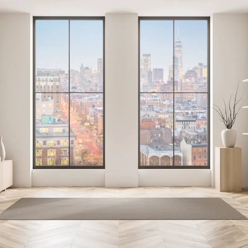 Naklejka na okno złote pole pod szerokim błękitnym niebem – Wallissimo®