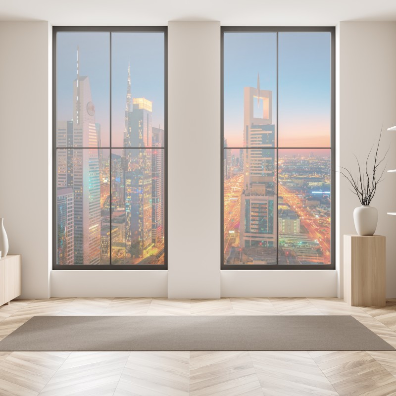 Naklejka na okno Polskie pole rzepaku pod błękitnym niebem – Wallissimo®