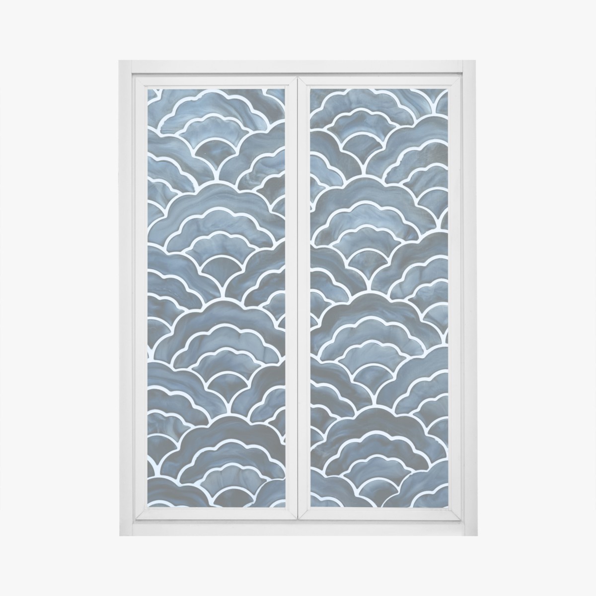 Window decal japanese blue wave pattern