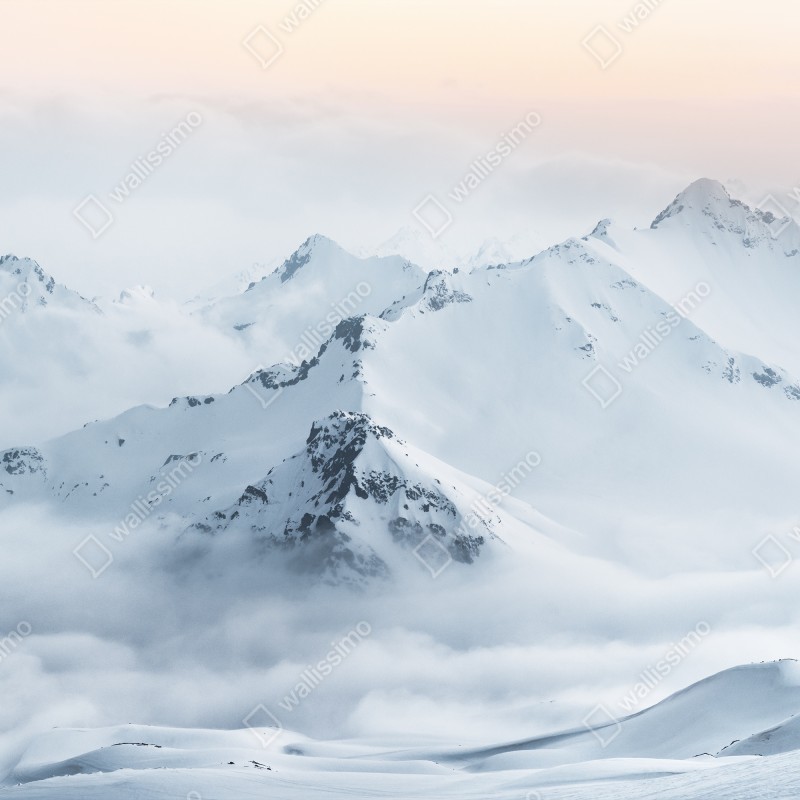 Naklejka na okno śnieżne szczyty Kaukazu o świcie – Wallissimo® Naklejka na okno śnieżne szczyty Kaukazu o świcie – Wallissimo®