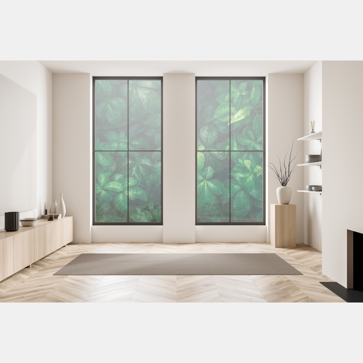 Naklejka na okno bujne tropikalne zielone liście – Wallissimo® Naklejka na okno bujne tropikalne zielone liście – Wallissimo®