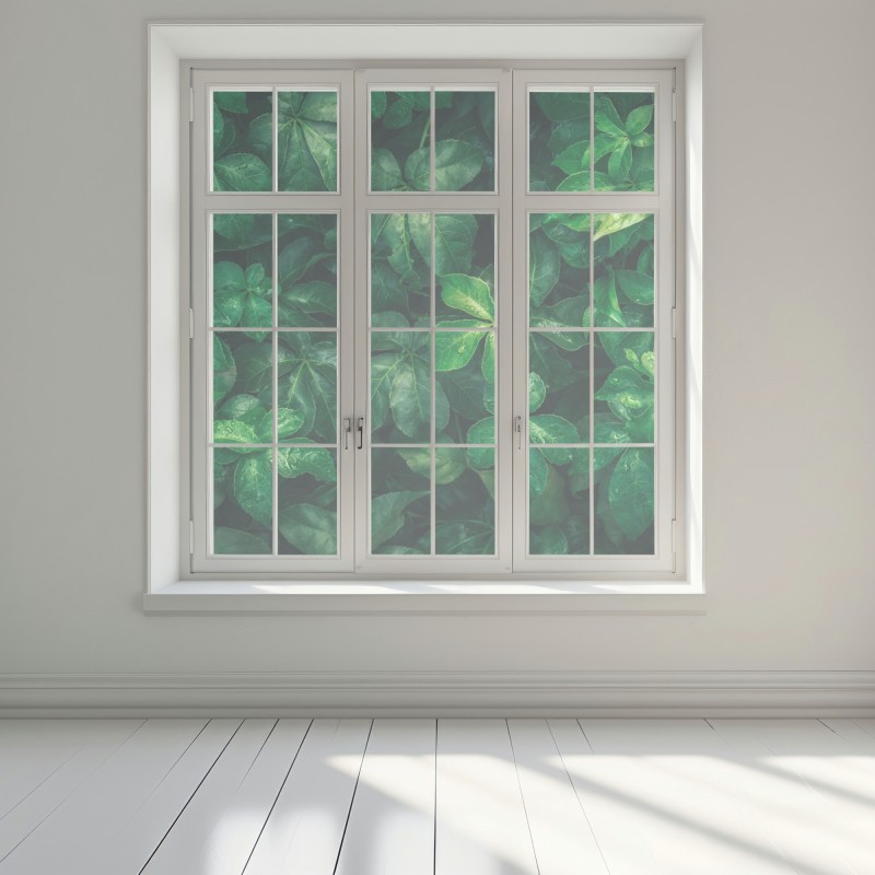 Naklejka na okno bujne tropikalne zielone liście – Wallissimo® Naklejka na okno bujne tropikalne zielone liście – Wallissimo®