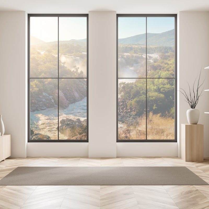 Naklejka na okno wschód słońca nad Wodospadami Epupa – Wallissimo® Naklejka na okno wschód słońca nad Wodospadami Epupa – Wallissimo®