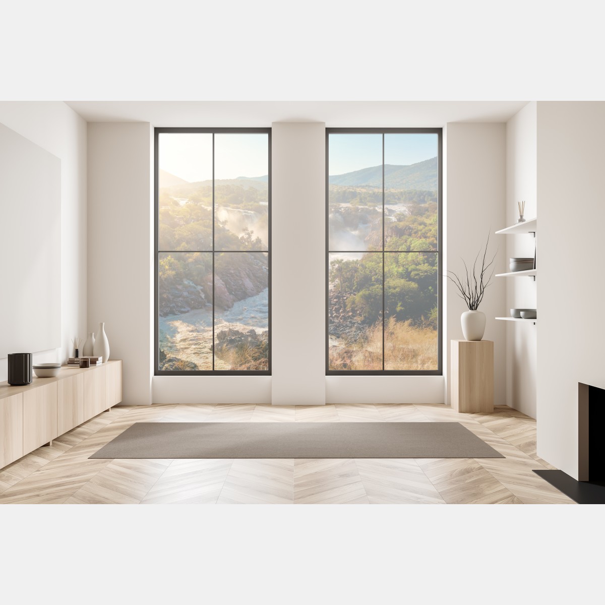 Naklejka na okno wschód słońca nad Wodospadami Epupa – Wallissimo® Naklejka na okno wschód słońca nad Wodospadami Epupa – Wallissimo®