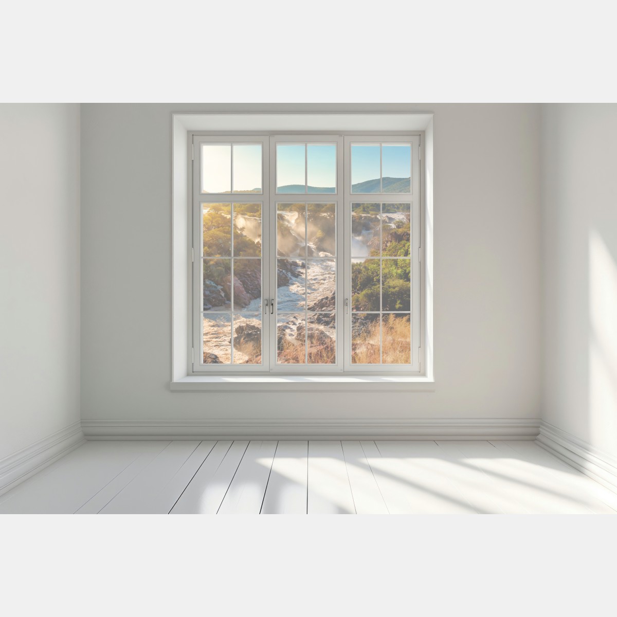 Naklejka na okno wschód słońca nad Wodospadami Epupa – Wallissimo® Naklejka na okno wschód słońca nad Wodospadami Epupa – Wallissimo®