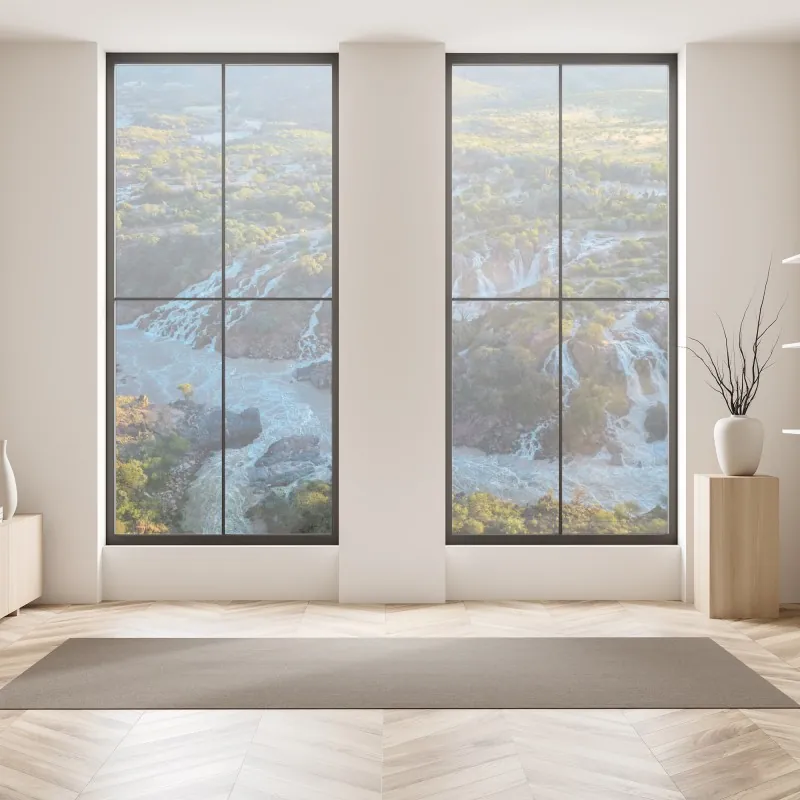 Naklejka na okno złote liście monstery na ciemnym tle – Wallissimo®