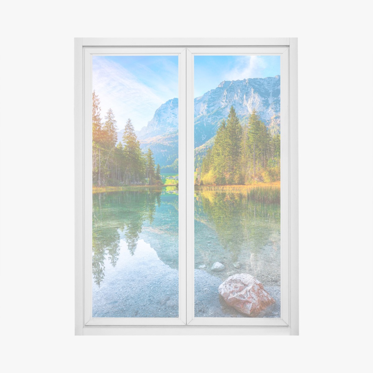 Window decal Hintersee autumn lake reflection at sunset