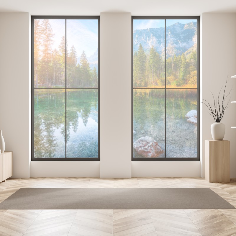 Naklejka na okno tropikalny botaniczny wzór kwiatowy – Wallissimo®