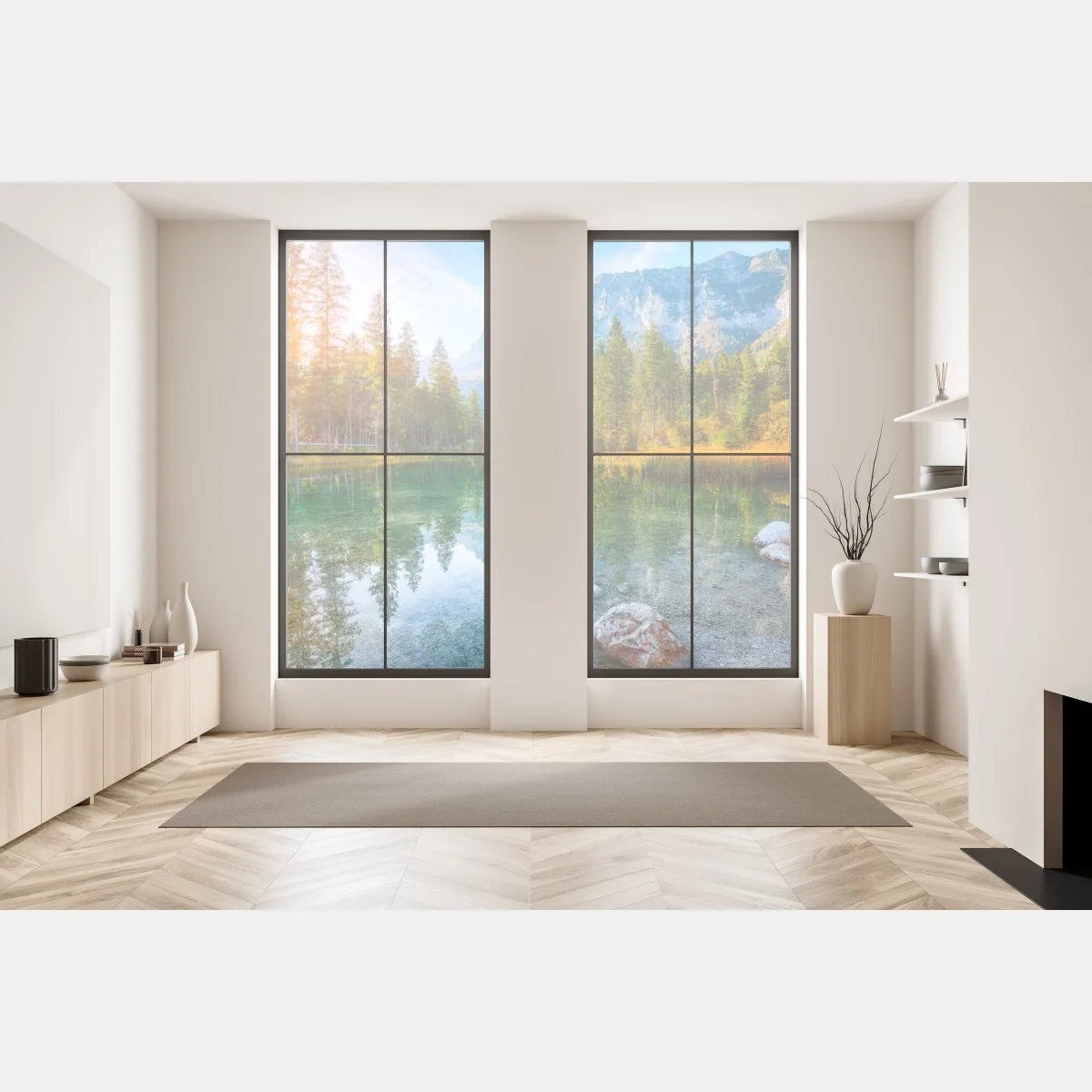 Naklejka na okno jezioro Hintersee jesienny zachód i odbicie – Wallissimo® Naklejka na okno jezioro Hintersee jesienny zachód i odbicie – Wallissimo®