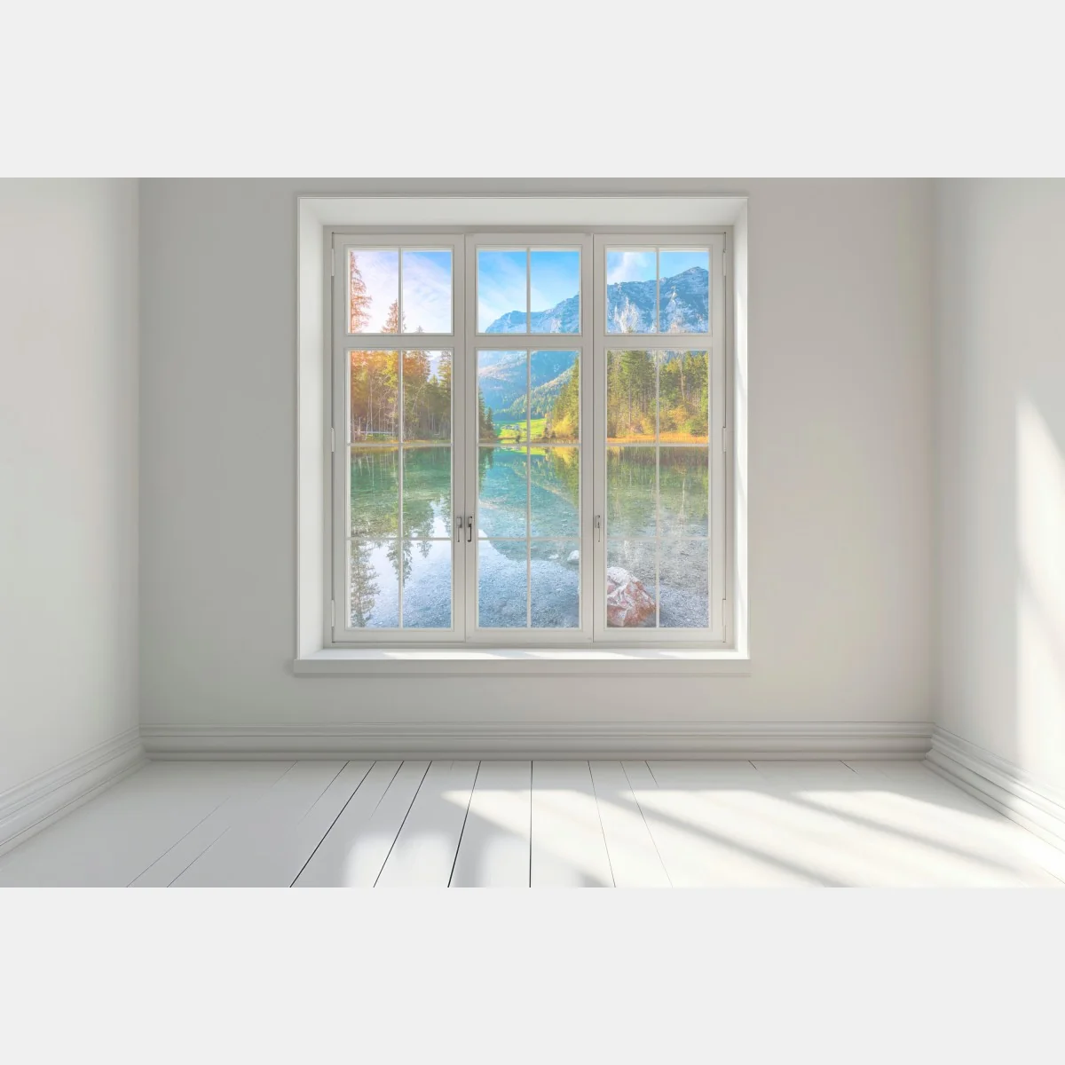 Naklejka na okno jezioro Hintersee jesienny zachód i odbicie – Wallissimo® Naklejka na okno jezioro Hintersee jesienny zachód i odbicie – Wallissimo®