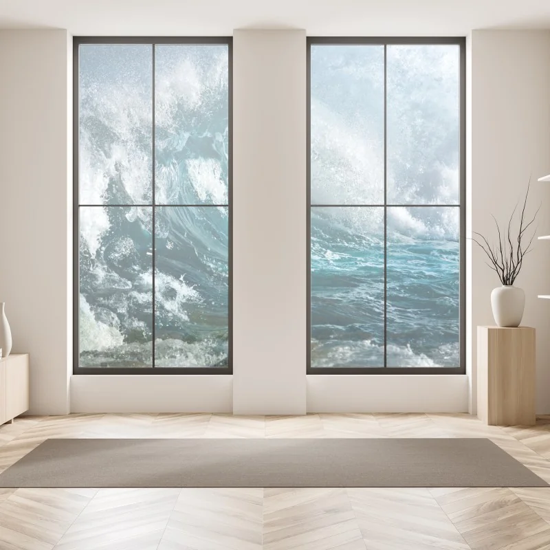 Naklejka na okno słoneczna łąka o zachodzie słońca – Wallissimo®