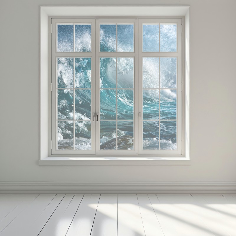 Naklejka na okno turkusowa fala oceanu w ruchu – Wallissimo® Naklejka na okno turkusowa fala oceanu w ruchu – Wallissimo®