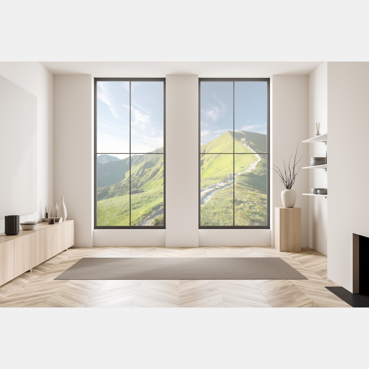 Naklejka na okno słoneczny grzbiet górski ze ścieżką – Wallissimo® Naklejka na okno słoneczny grzbiet górski ze ścieżką – Wallissimo®