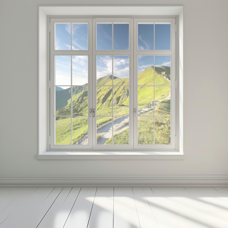 Naklejka na okno słoneczny grzbiet górski ze ścieżką – Wallissimo® Naklejka na okno słoneczny grzbiet górski ze ścieżką – Wallissimo®
