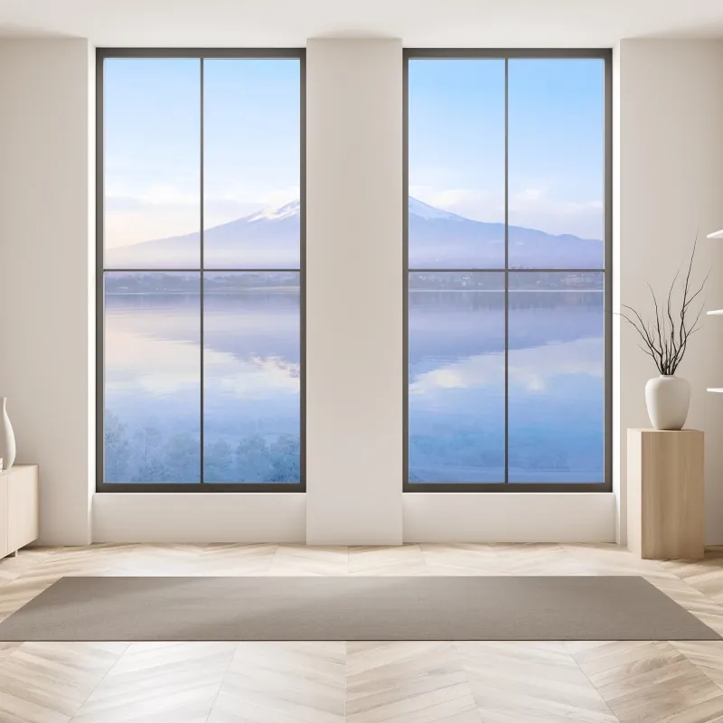 Naklejka na okno senny wschód słońca nad mglistym torfowiskiem – Wallissimo®