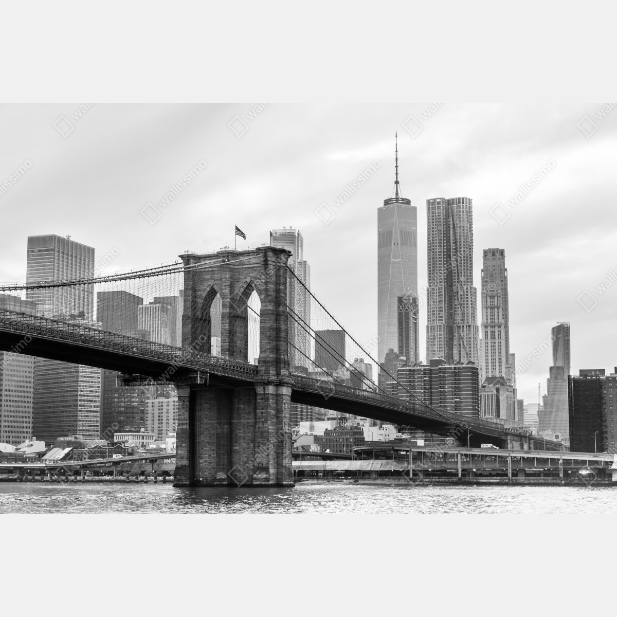 Naklejka na okno most brooklyński i panorama Nowego Jorku w odcieniach szarości – Wallissimo® Naklejka na okno most brooklyński i panorama Nowego Jorku w odcieniach szarości – Wallissimo®