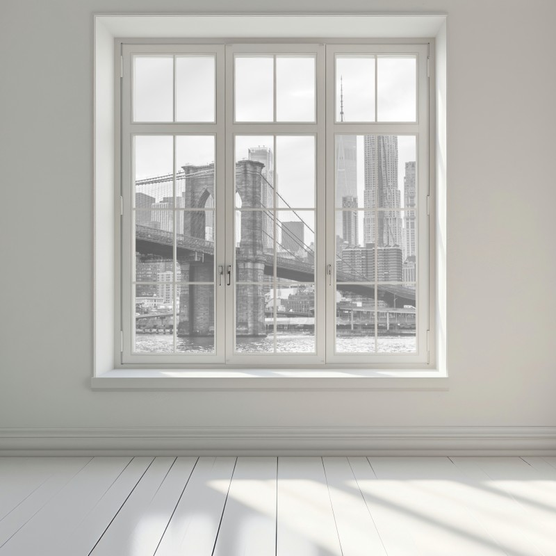 Naklejka na okno most brooklyński i panorama Nowego Jorku w odcieniach szarości – Wallissimo® Naklejka na okno most brooklyński i panorama Nowego Jorku w odcieniach szarości – Wallissimo®