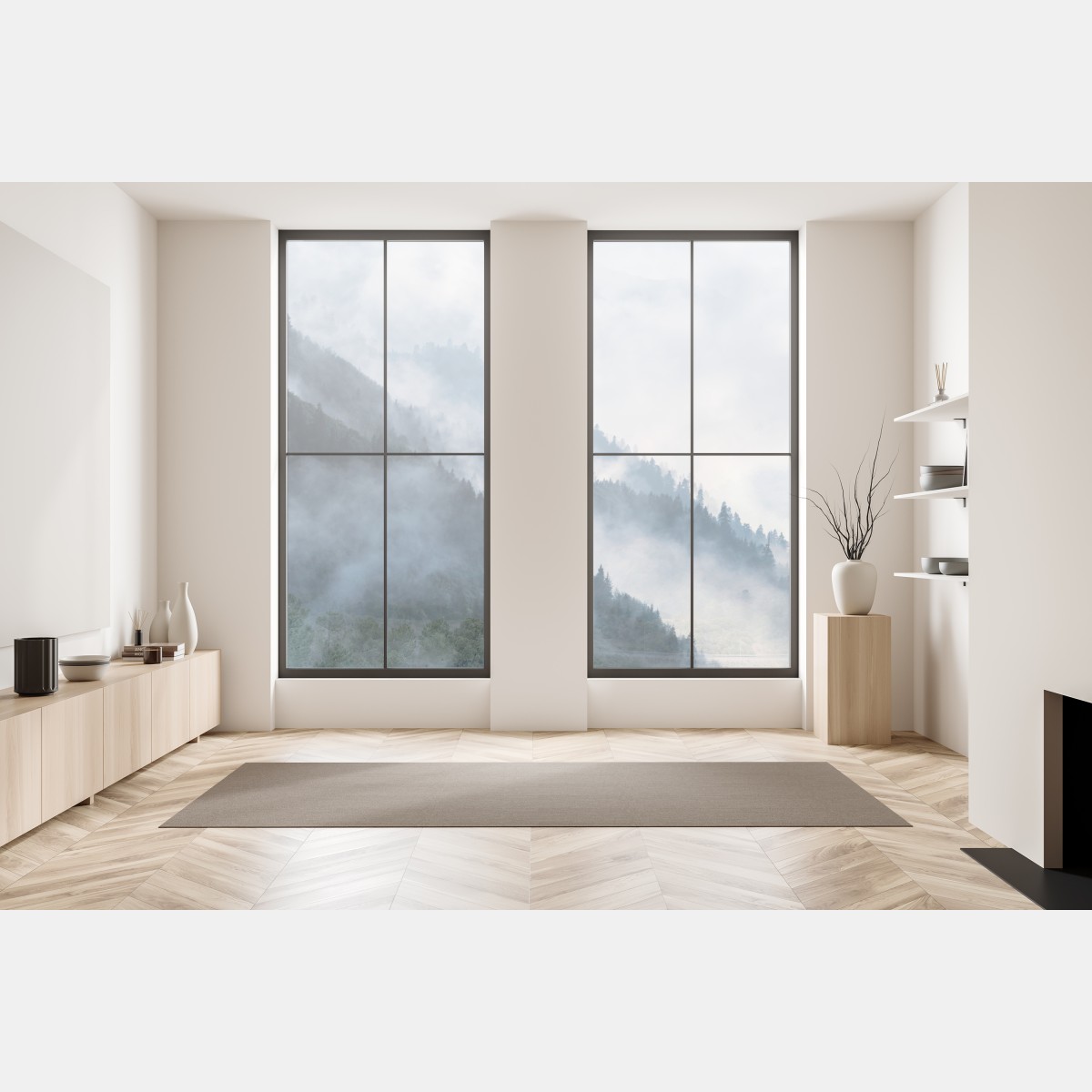 Naklejka na okno mglista górska panorama – Wallissimo® Naklejka na okno mglista górska panorama – Wallissimo®