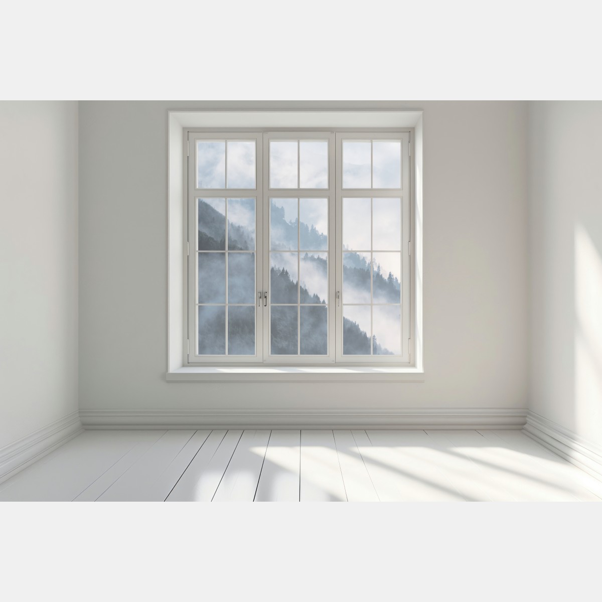 Naklejka na okno mglista górska panorama – Wallissimo® Naklejka na okno mglista górska panorama – Wallissimo®