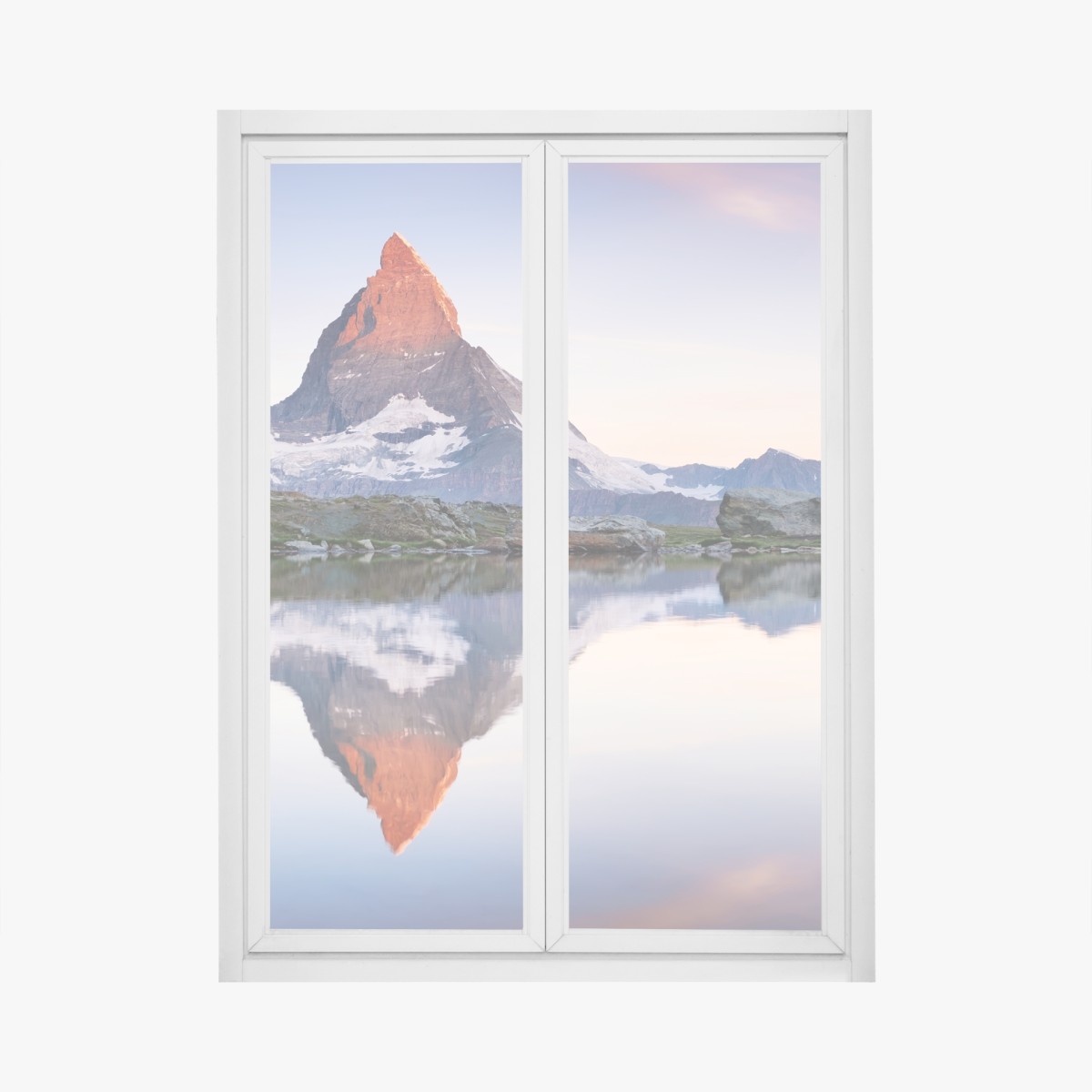Window decal Matterhorn sunrise reflection over alpine lake