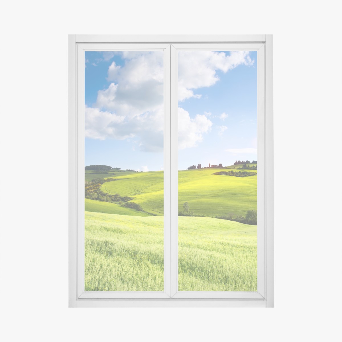 Window decal Tuscany rolling hills at sunset