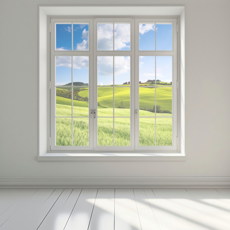 Naklejka na okno Toskania zielone wzgórza o zachodzie słońca – Wallissimo® Naklejka na okno Toskania zielone wzgórza o zachodzie słońca – Wallissimo®