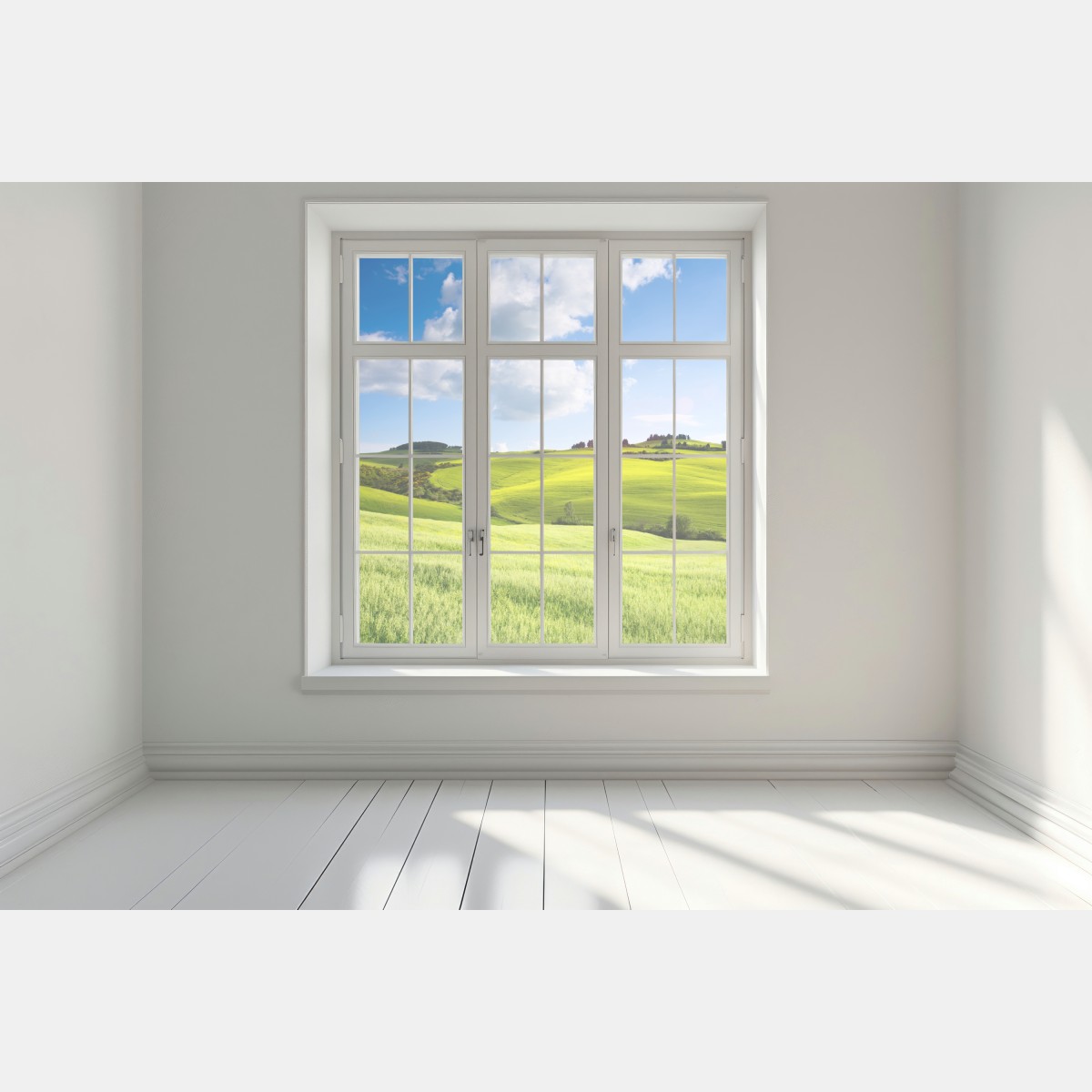 Naklejka na okno Toskania zielone wzgórza o zachodzie słońca – Wallissimo® Naklejka na okno Toskania zielone wzgórza o zachodzie słońca – Wallissimo®