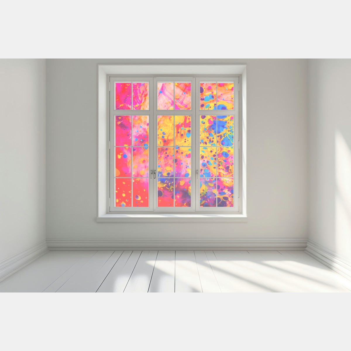 Naklejka na okno marmurkowanie ebru w żywych kolorach – Wallissimo® Naklejka na okno marmurkowanie ebru w żywych kolorach – Wallissimo®