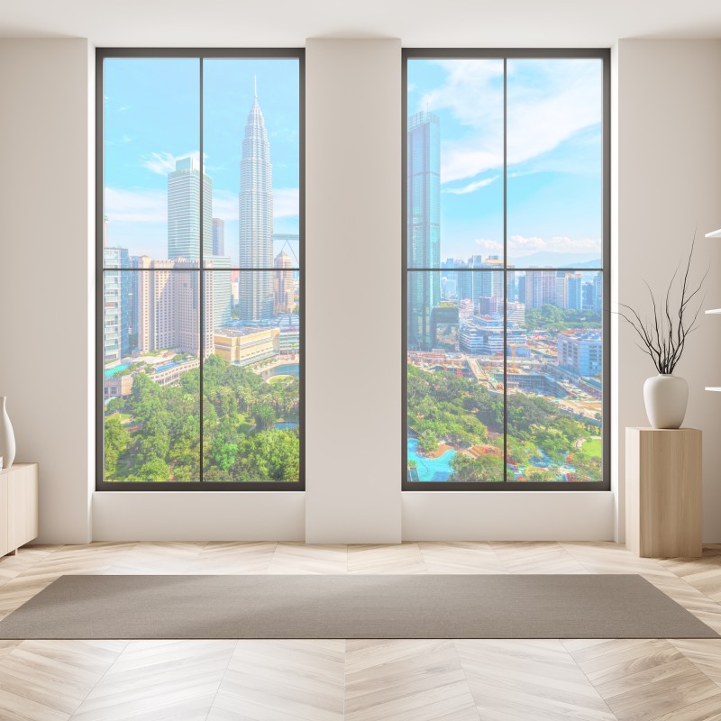 Naklejka na okno słoneczna łąka o zachodzie słońca – Wallissimo®