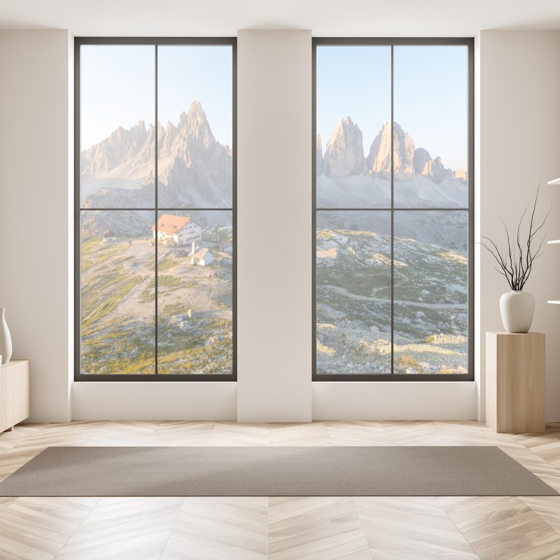 Naklejka na okno złote pole pod szerokim błękitnym niebem – Wallissimo®