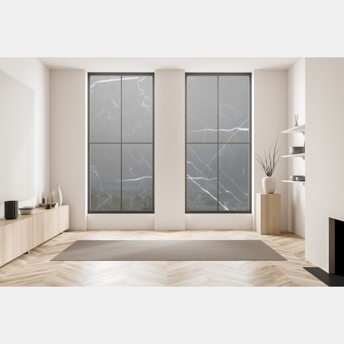 Naklejka na okno czarny marmur marquina do nowoczesnych wnętrz – Wallissimo® Naklejka na okno czarny marmur marquina do nowoczesnych wnętrz – Wallissimo®