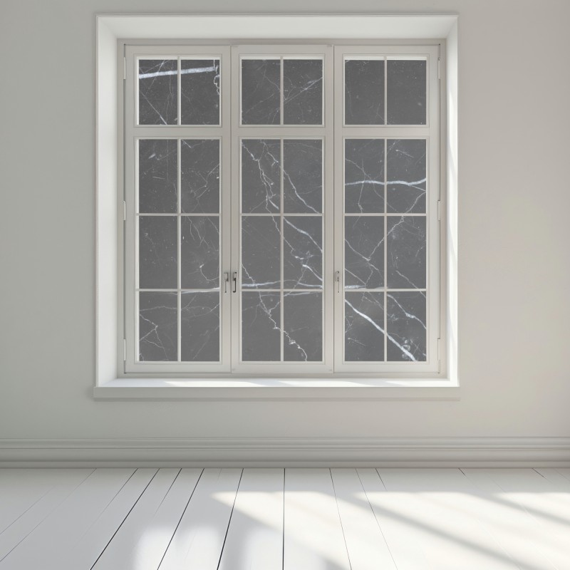 Naklejka na okno czarny marmur marquina do nowoczesnych wnętrz – Wallissimo® Naklejka na okno czarny marmur marquina do nowoczesnych wnętrz – Wallissimo®